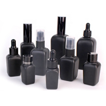 All size square matte black cosmetic liquid glass bottle